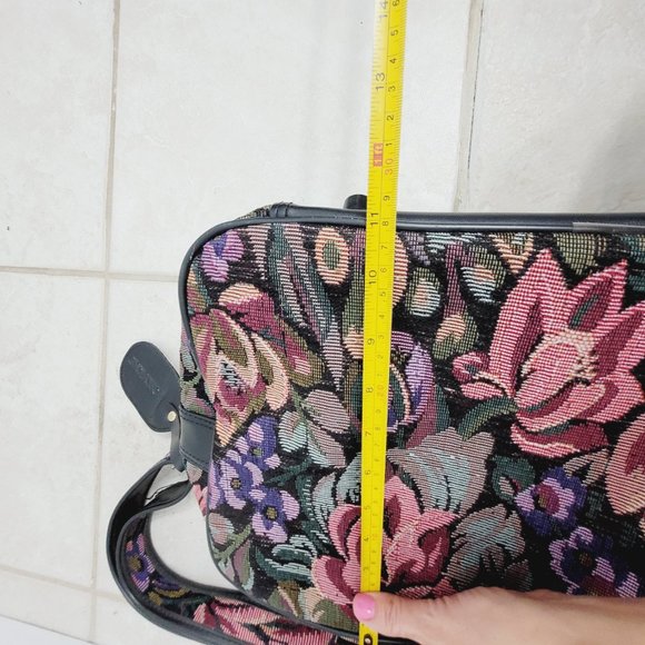 Jordache Vintage Pink Floral Woven Overnight Carry On Luggage Travel Bag Strap - Picture 14 of 14